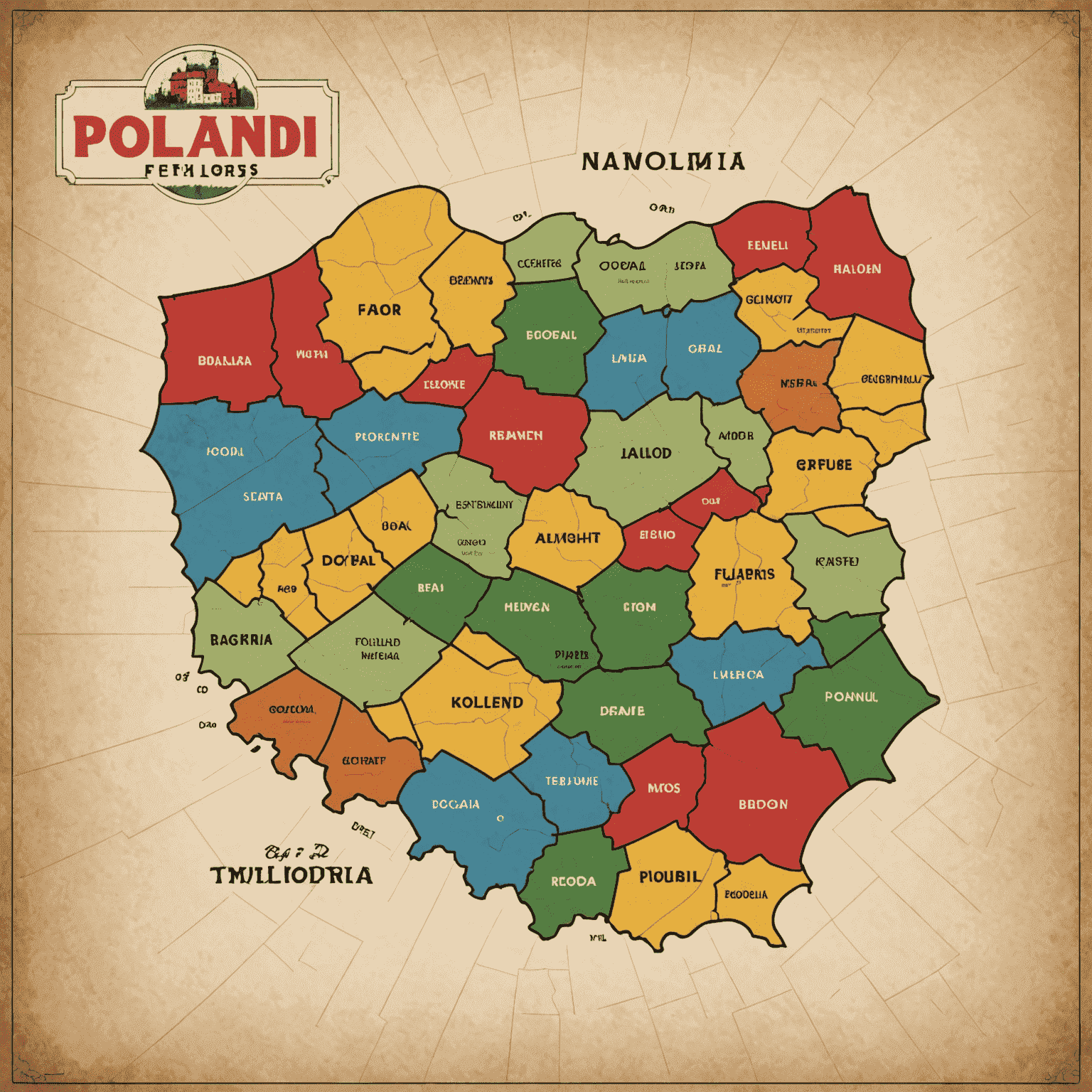 Logo Hidden Gems of Poland przedstawiające mapę Polski z zaznaczonymi ukrytymi skarbami