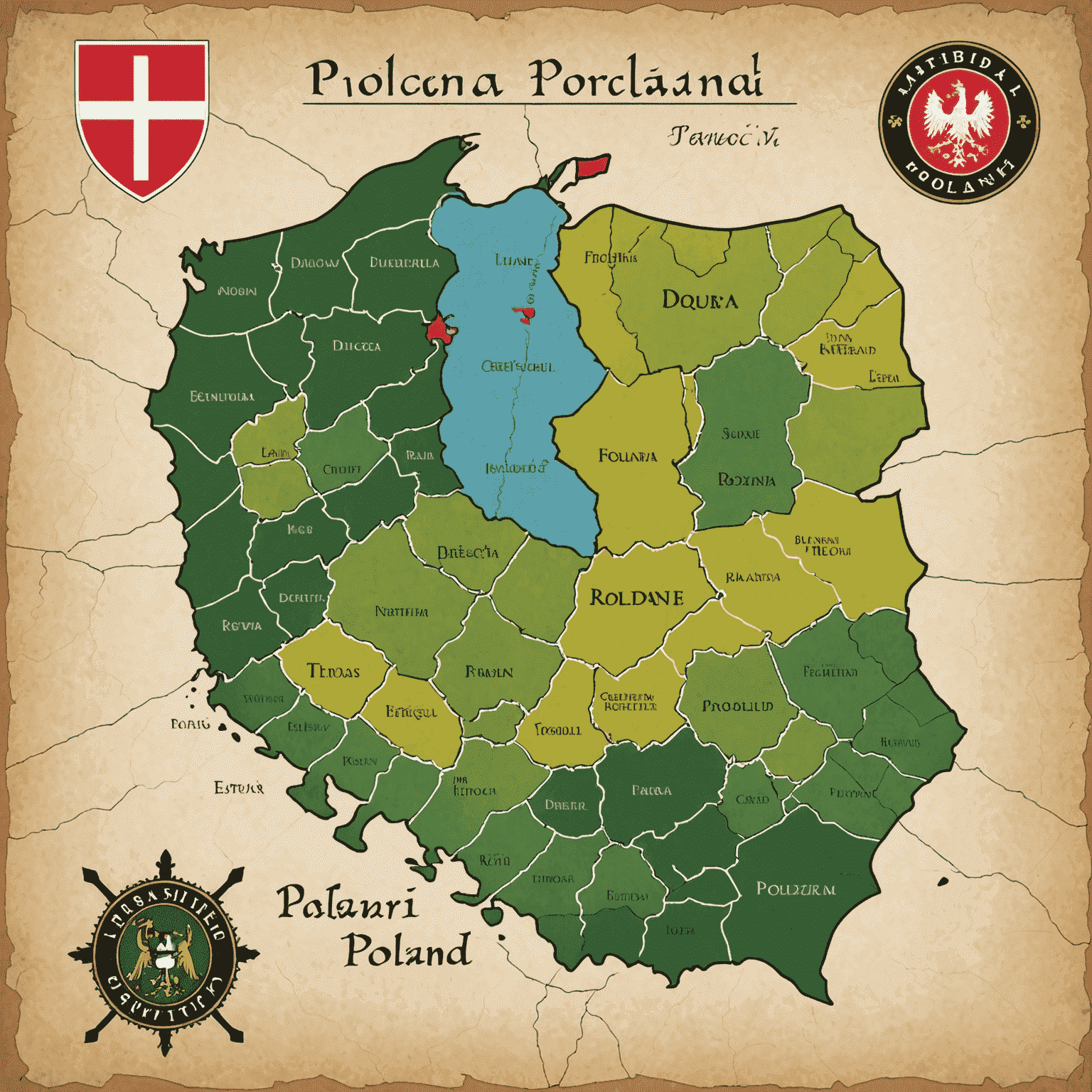 Logo Hidden Gems of Poland przedstawiające mapę Polski z zaznaczonymi ukrytymi skarbami