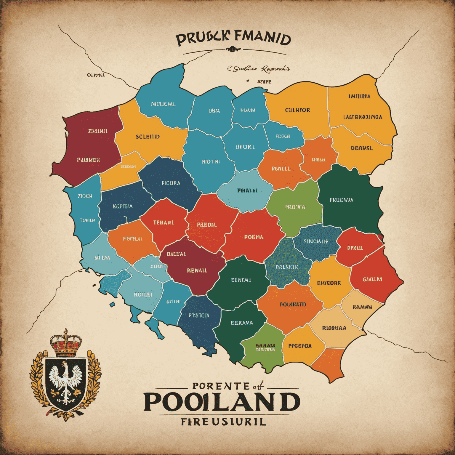 Logo Hidden Gems of Poland przedstawiające mapę Polski z zaznaczonymi ukrytymi skarbami