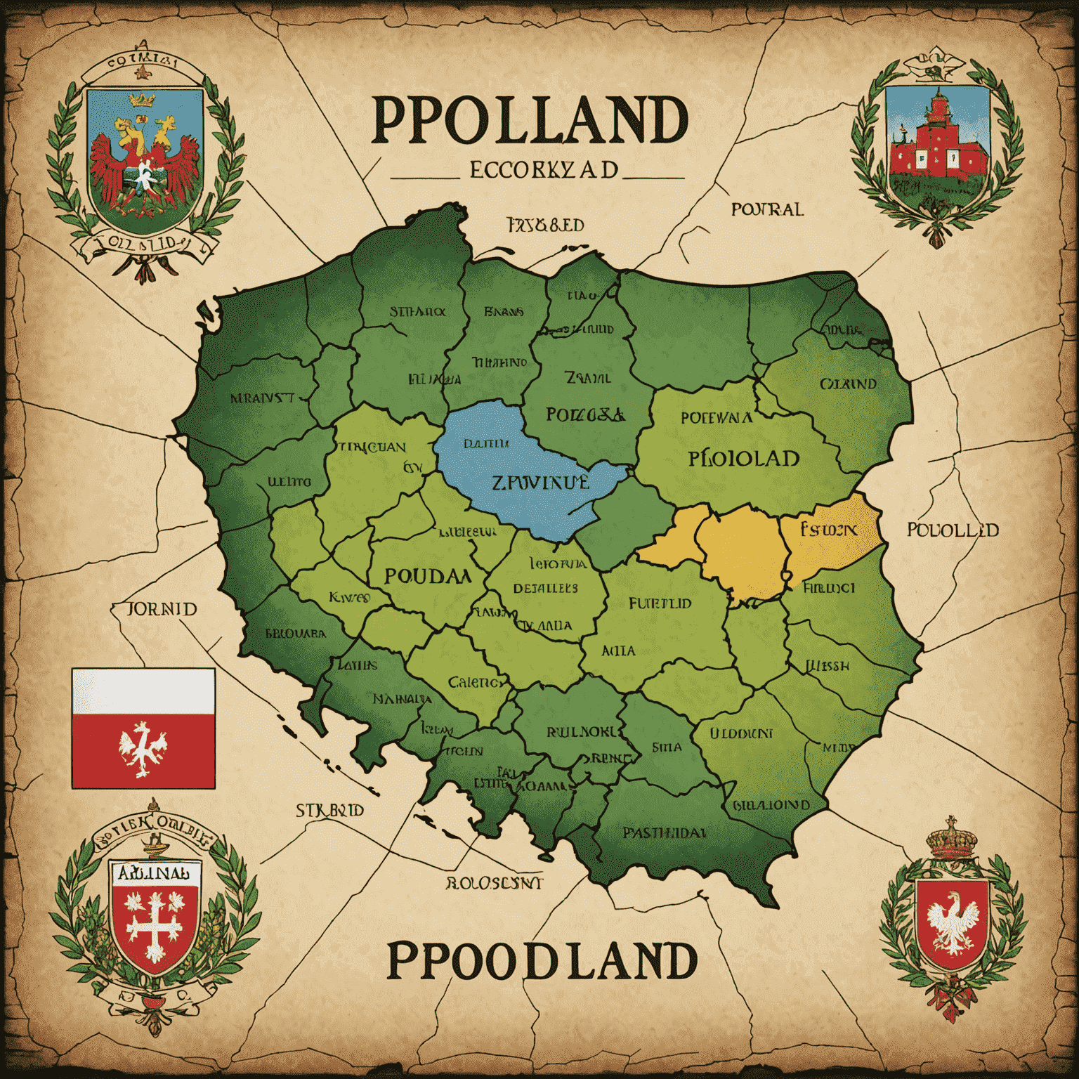 Logo Hidden Gems of Poland przedstawiające mapę Polski z zaznaczonymi ukrytymi skarbami